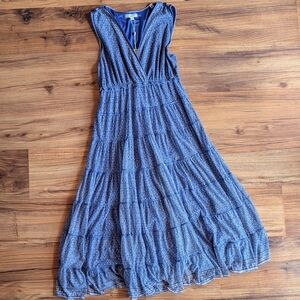 Max Studio Indigo Blue Geometric Pattern Sundress Size L